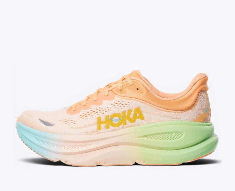 Hoka Bondi 9 Frost Pale Tangerine running shoe