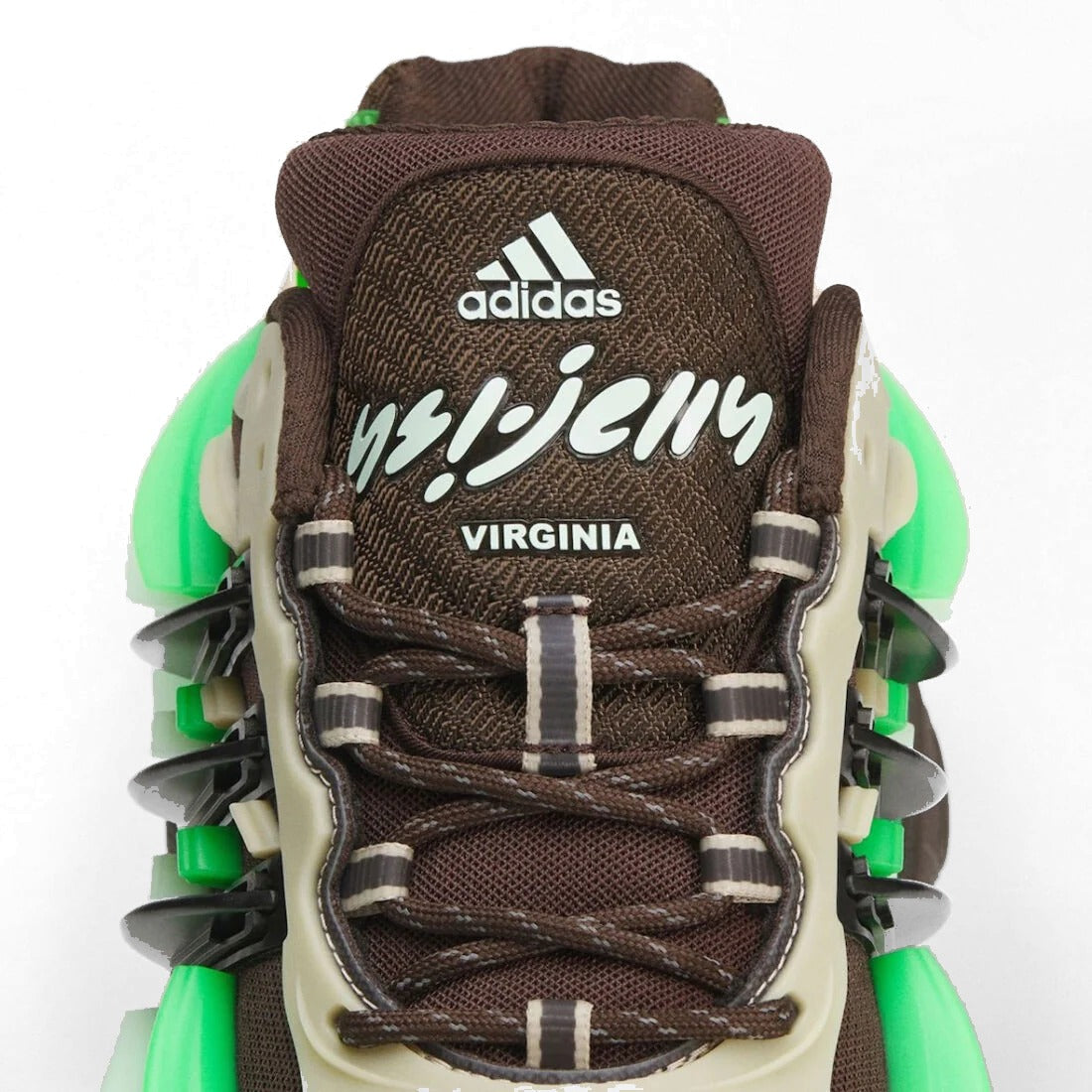 Adidas Adistar Jellyfish Pharrell Dark Brown Frozen Green - tongue detail